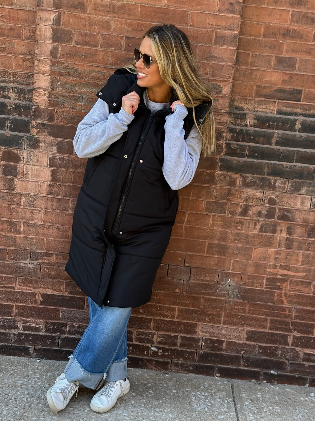 Long Black Puffer Vest