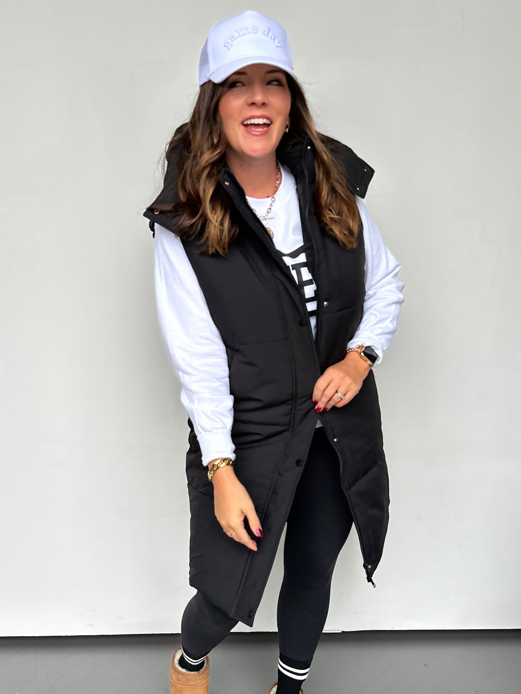 Long Black Puffer Vest