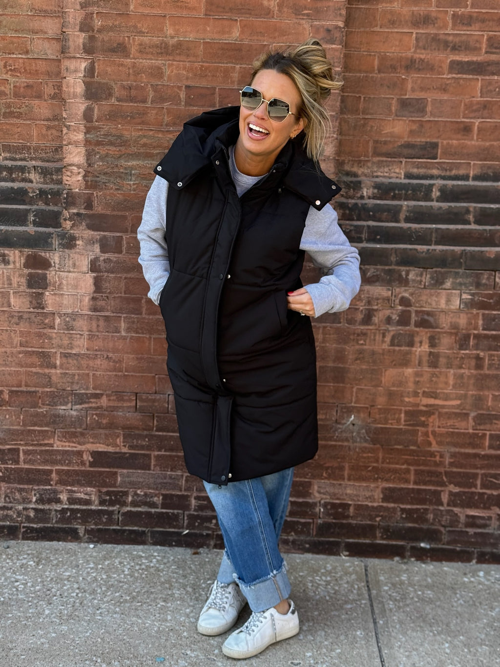 Long Black Puffer Vest