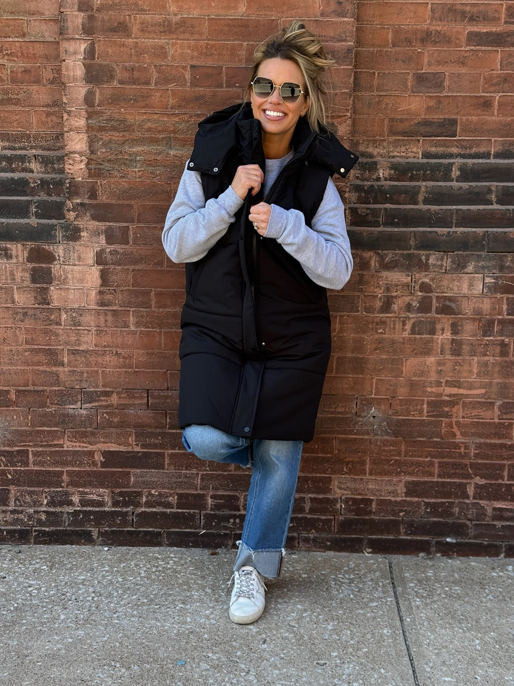 Long Black Puffer Vest