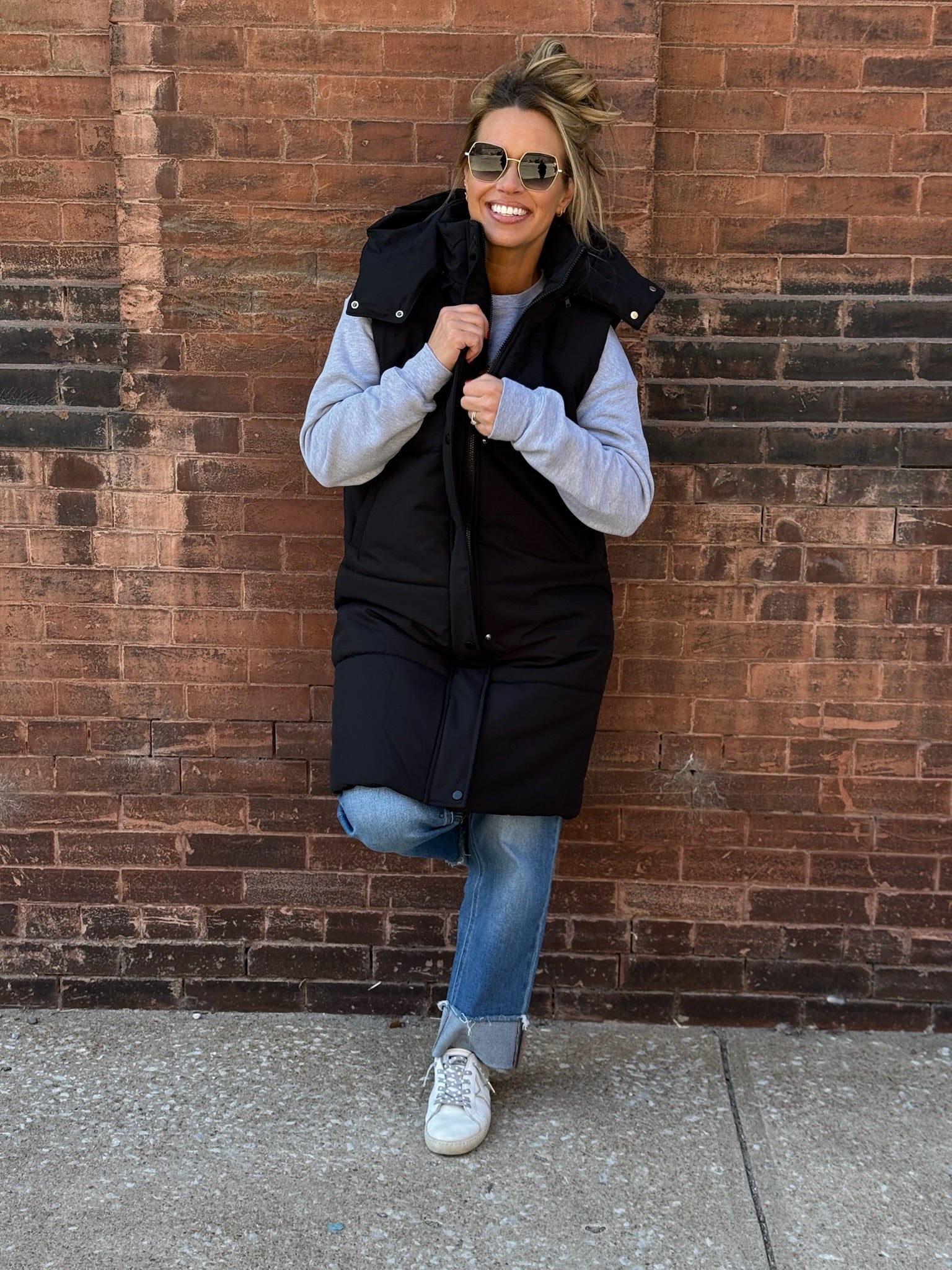 Long Black Puffer Vest