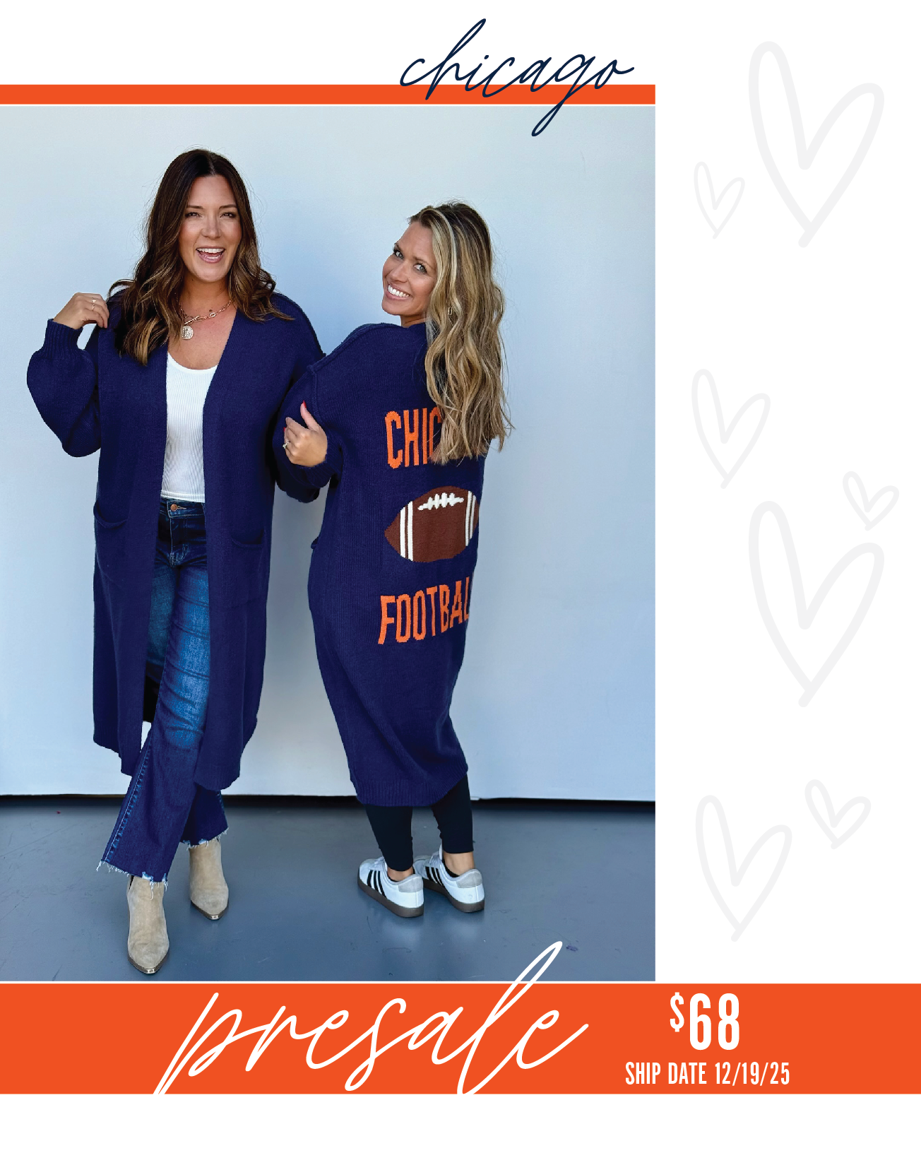 PRESALE-Chicago Football Cardigan-SHIPS 12/19